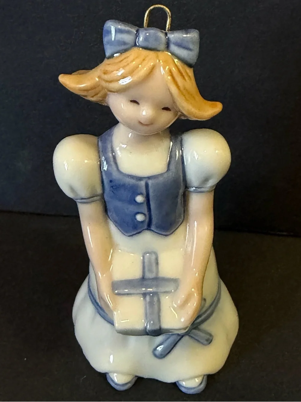 Royal Copenhagen Lisa Porcelain Christmas Ornament #738 2000 Girl Blue White